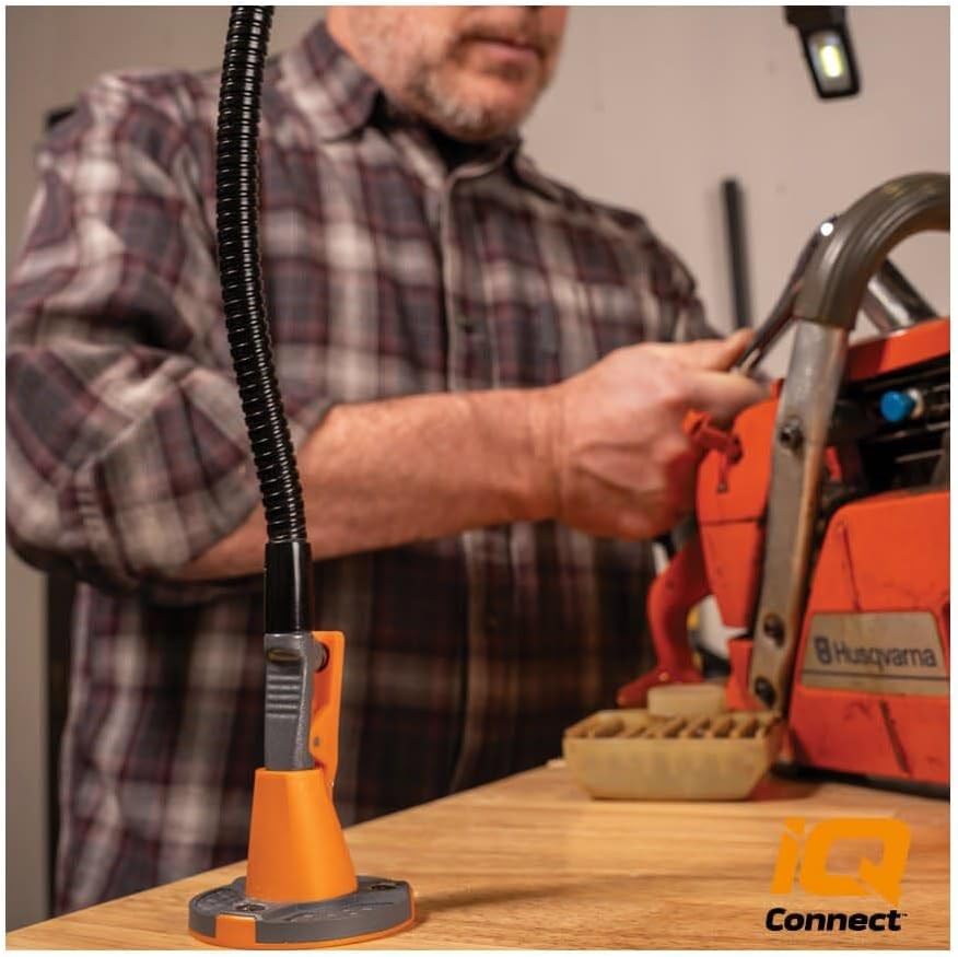 WORK IQ TOOLS IQ Connect | Hands-Free Accessory System with 3 Bench Mounts | Includes Magnifying Glass, Rechargeable Work Light & Cell Phone Holder | Work Bench Accessories Compatible with IQ Vise