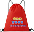 Custom Drawstring Bags Set of 50, Personalized Bulk Pack with Logo/Text-Suitable for Travelling Gym Camping Hiking-Red