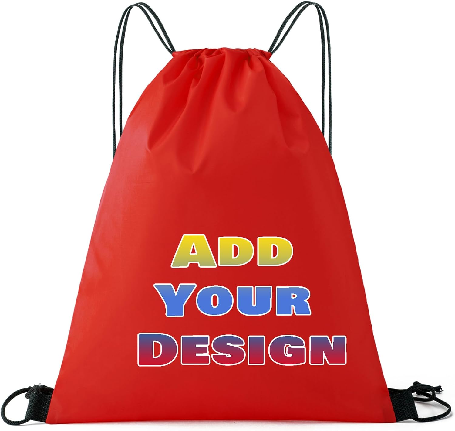 Custom Drawstring Bags Set of 50, Personalized Bulk Pack with Logo/Text-Suitable for Travelling Gym Camping Hiking-Red