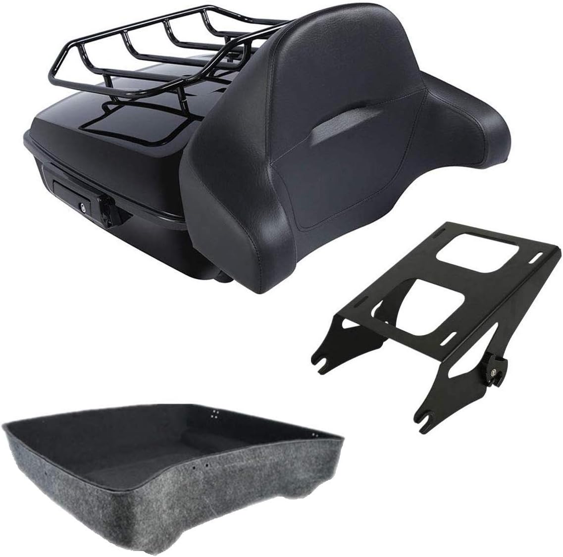 TCMT Chopped Black Latches Trunk Backrest Luggage Rack Mounting Rack Fit For Harley 2014-2025 Touring CVO Road King Road Glide Street Glide Electra Glide Pack