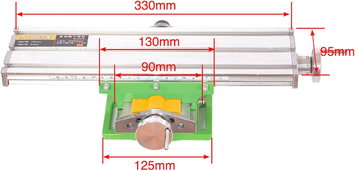 Mini Milling Machine Work Table Vise Portable Compound Bench X-Y 2 Axis Adjustive Cross Slide Table , for Bench Drill Press 13 inches-3.74' (330mm 95mm)