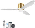 cumilo 52' Smart Ceiling Fans with Remote,Quiet DC Motor,Dimmable,Low Profile Outdoor Indoor Ceiling Fan,Compatible with Alexa Google Voice App,for Modern Flush Mount Bedroom Patio,Gold and White