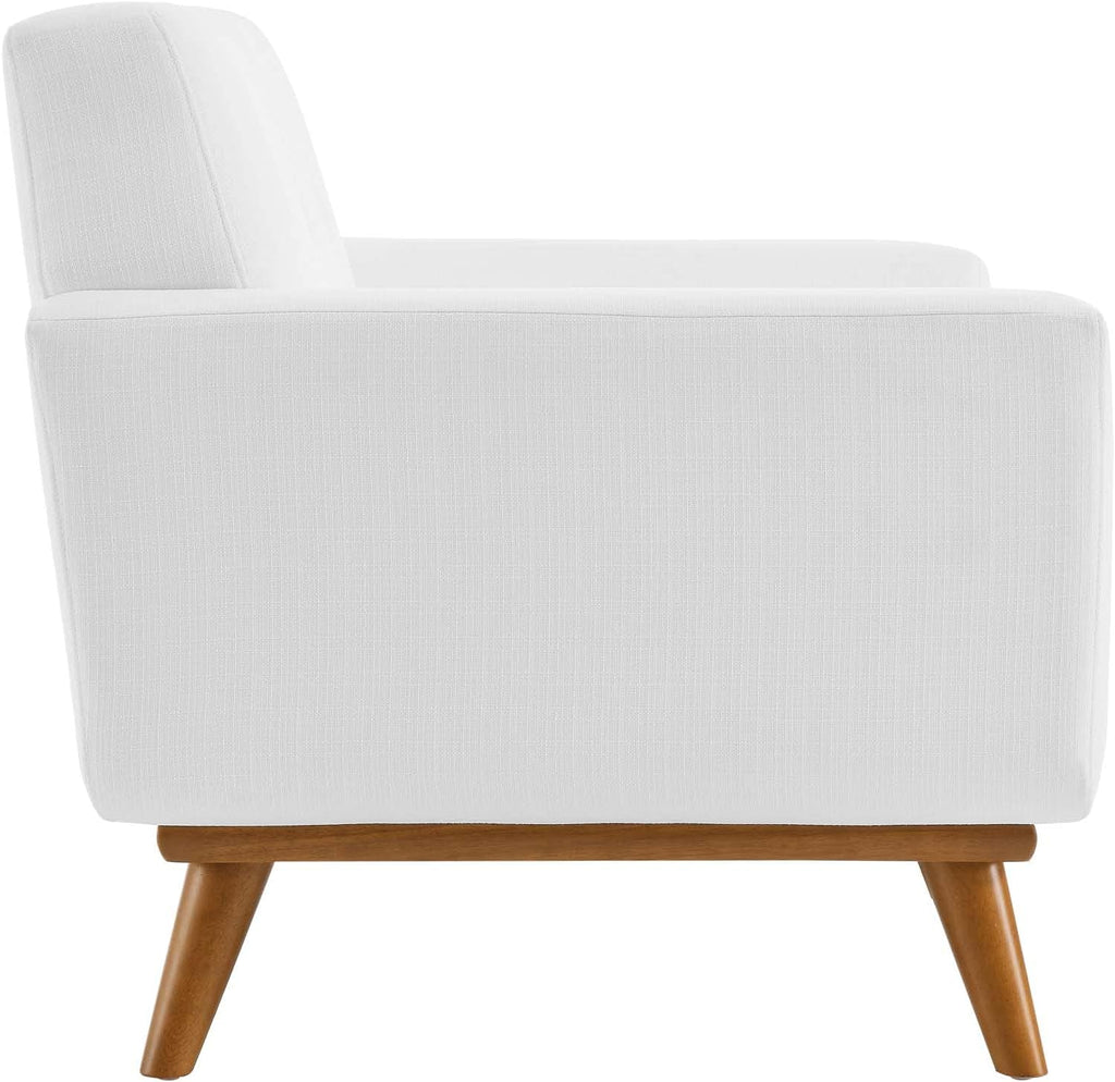 Modway Engage Mid-Century Modern Upholstered Fabric Armchair in White