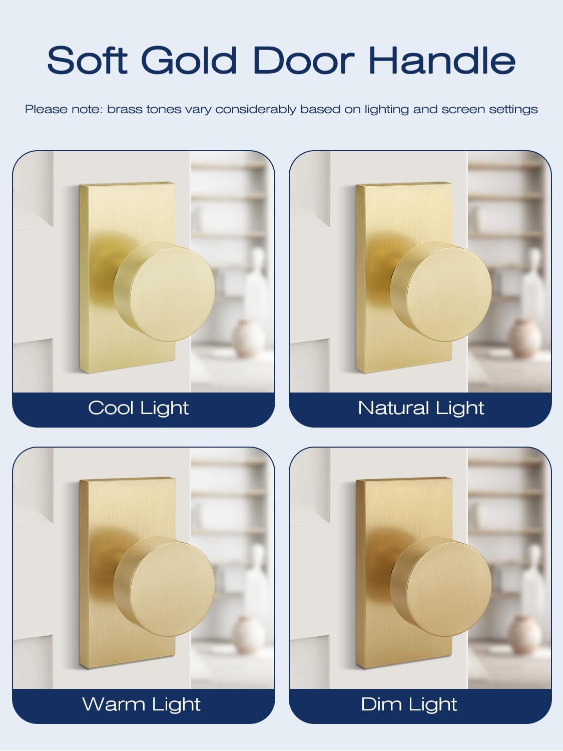 Entry Door Locksets with Deadbolt, 3 Pack Door Knobs Interior, Gold Door Handle with Single Deadbolt, Keyed Entry Door Knob, Universal for Left/Right Handled Doors, Satin Brass Door Lever Set