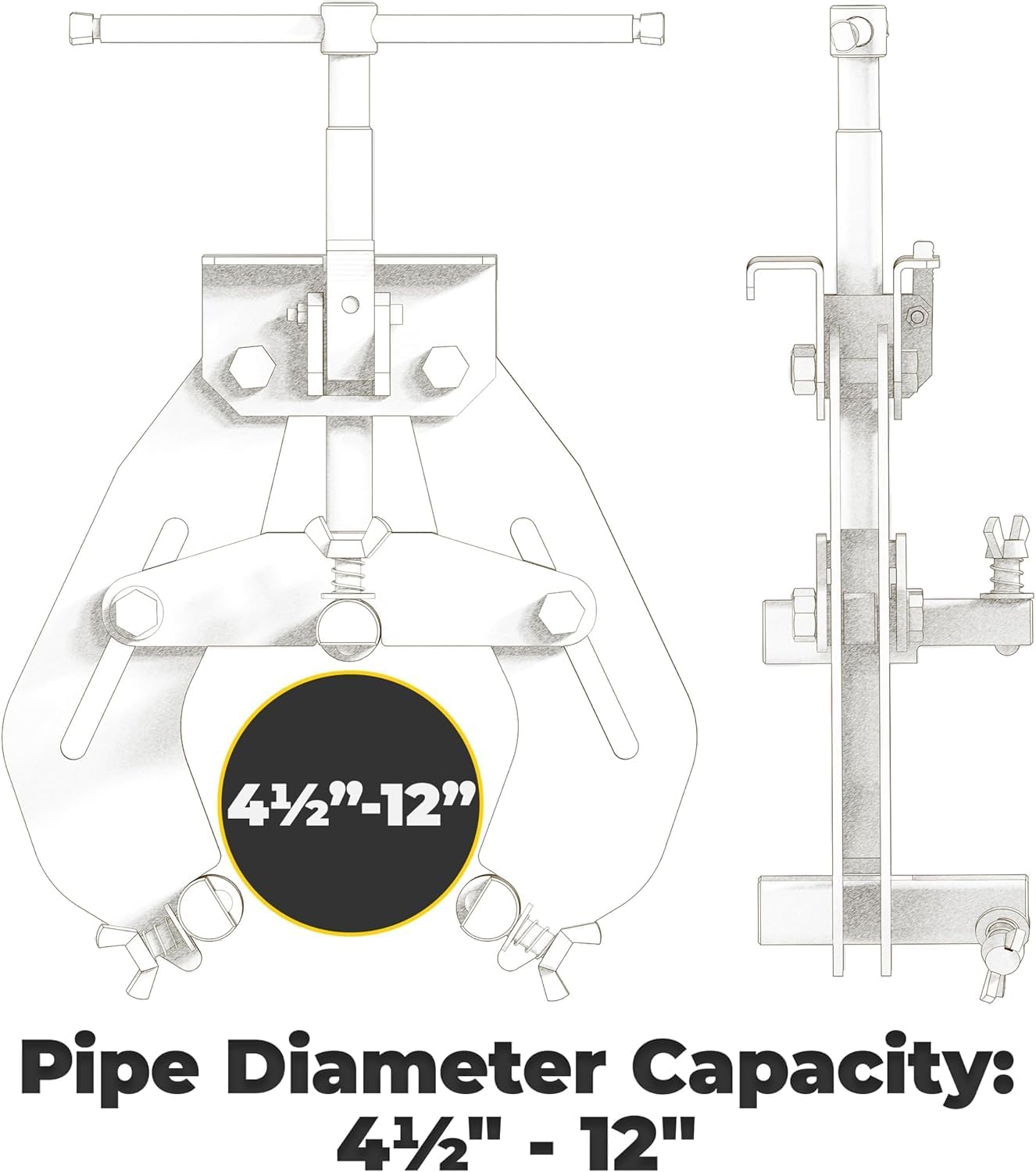 Strong Hand Tools, Pipe Alignment Clamp, Pipe Diameter Capacity: 4.5' - 12', Fit-Up Clamp, Quick Acting Screws, Stainless Steel Contact Adjustment Screws, CPA120