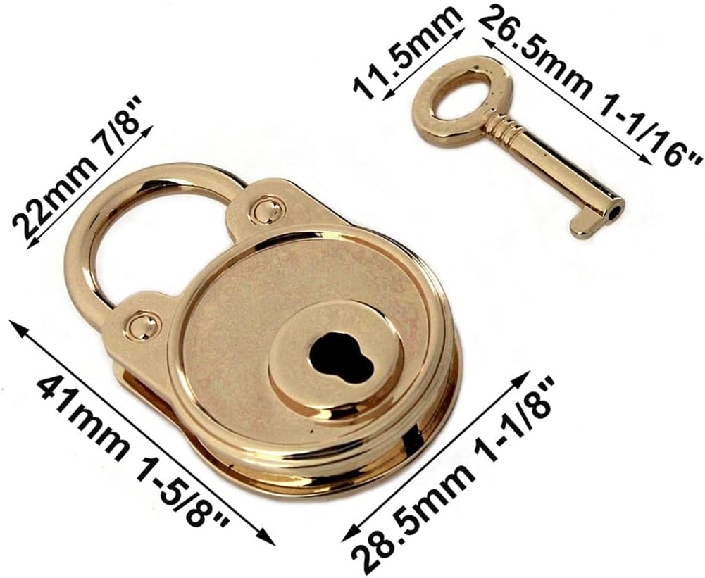 1pcs Metal Fashion Lovely Lock Vintage Mini Padlock Bag Suitcase Luggage Box Key with DIY Hardware Accessories(E)