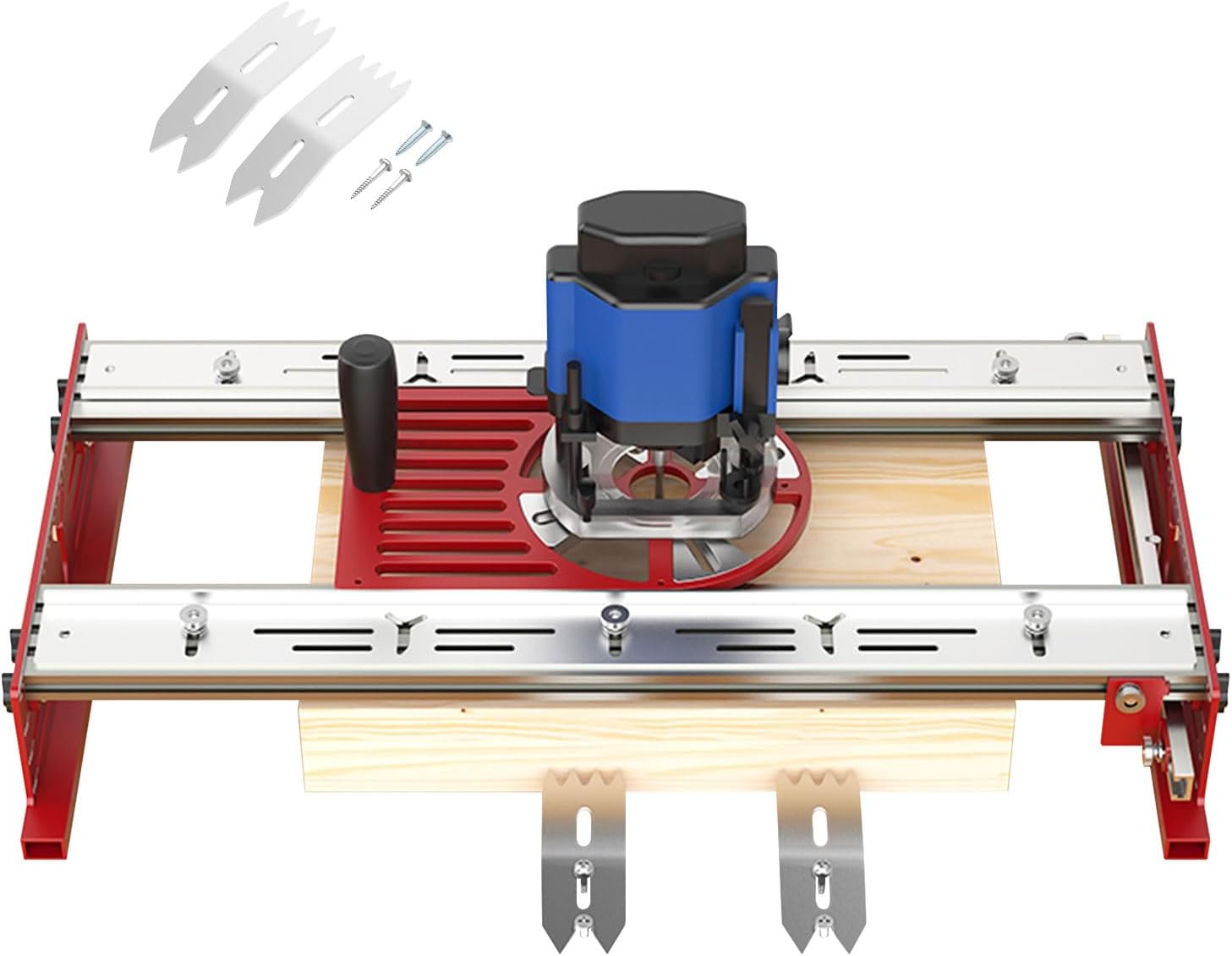 Router Bench Top Board Mill Set, 24 Inch Capacity Bench Top Board Mill with Trimming Machine Base Plate, Woodworking Limit Clamp Set for Flattening & Surfacing Cutting Boards