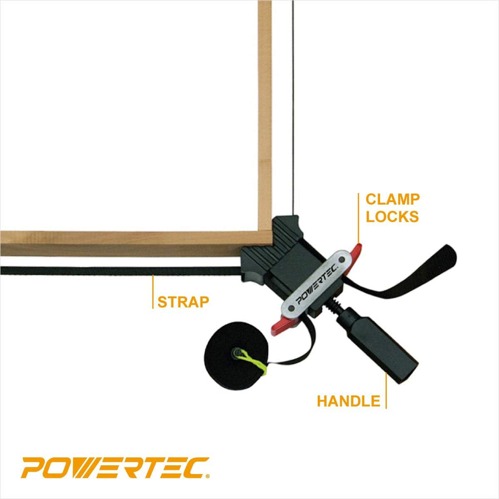POWERTEC Strap Clamps for Woodworking – Quick Release Band Clamps, Adjustable Picture Frame Clamp, 13 ft Strap Belt Clamps for Cabinets and Drawers (71017V) (Pack of 12)