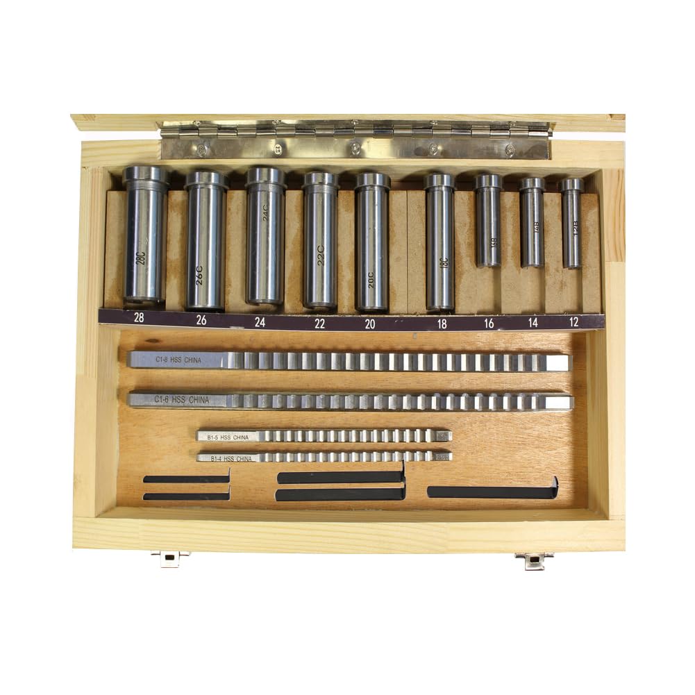 Keyway Broach Sets 18Pcs HSS Metric Industrial Tools for Lathe B-4mm, B-5mm, C-6mm, C-8mm Keyway Size High Precision Cutting