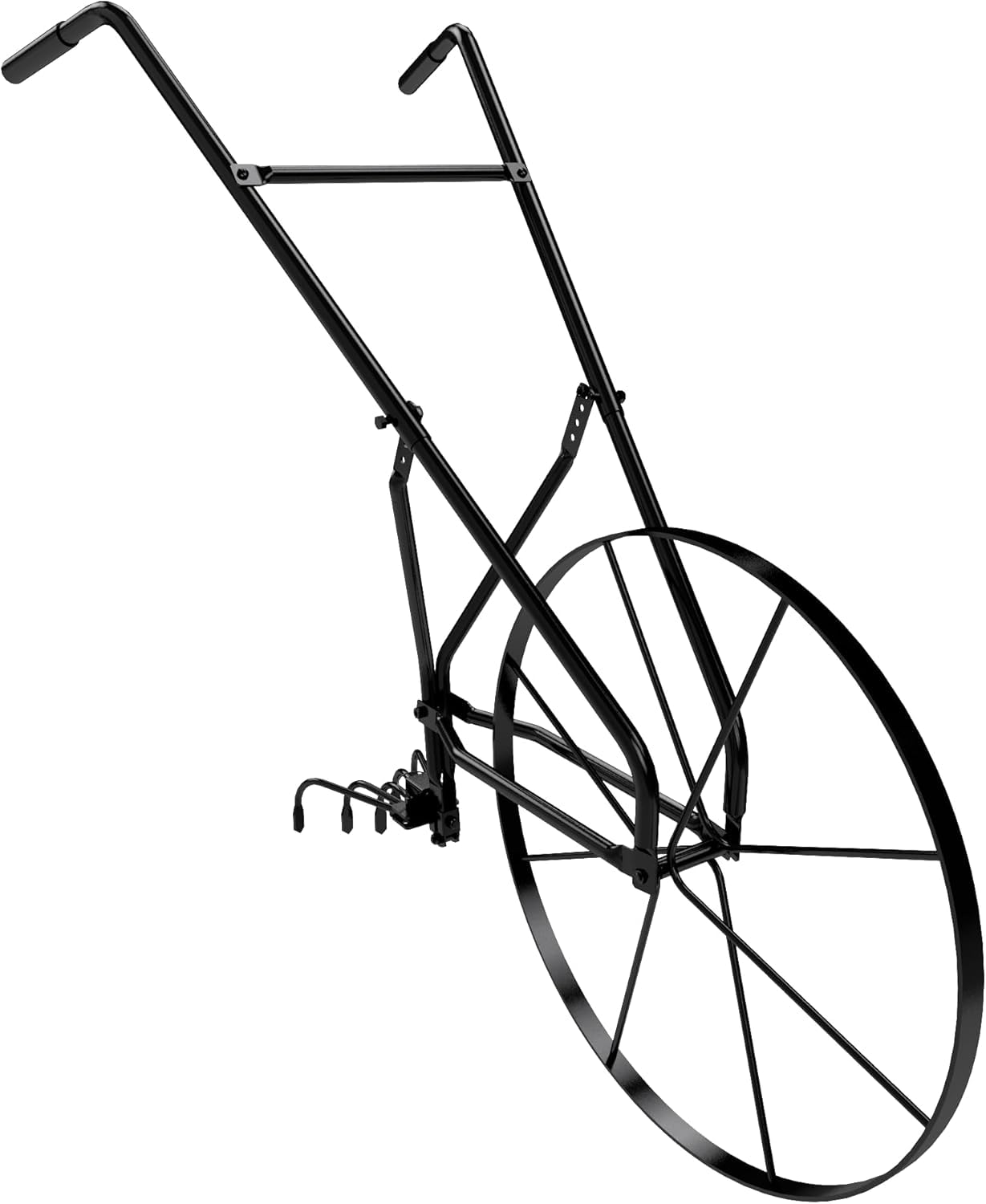 High Wheel Cultivator with Comfort Handle with 3- Position Adjustable, Quick Change Implements, and 24 Inch Steel Wheel