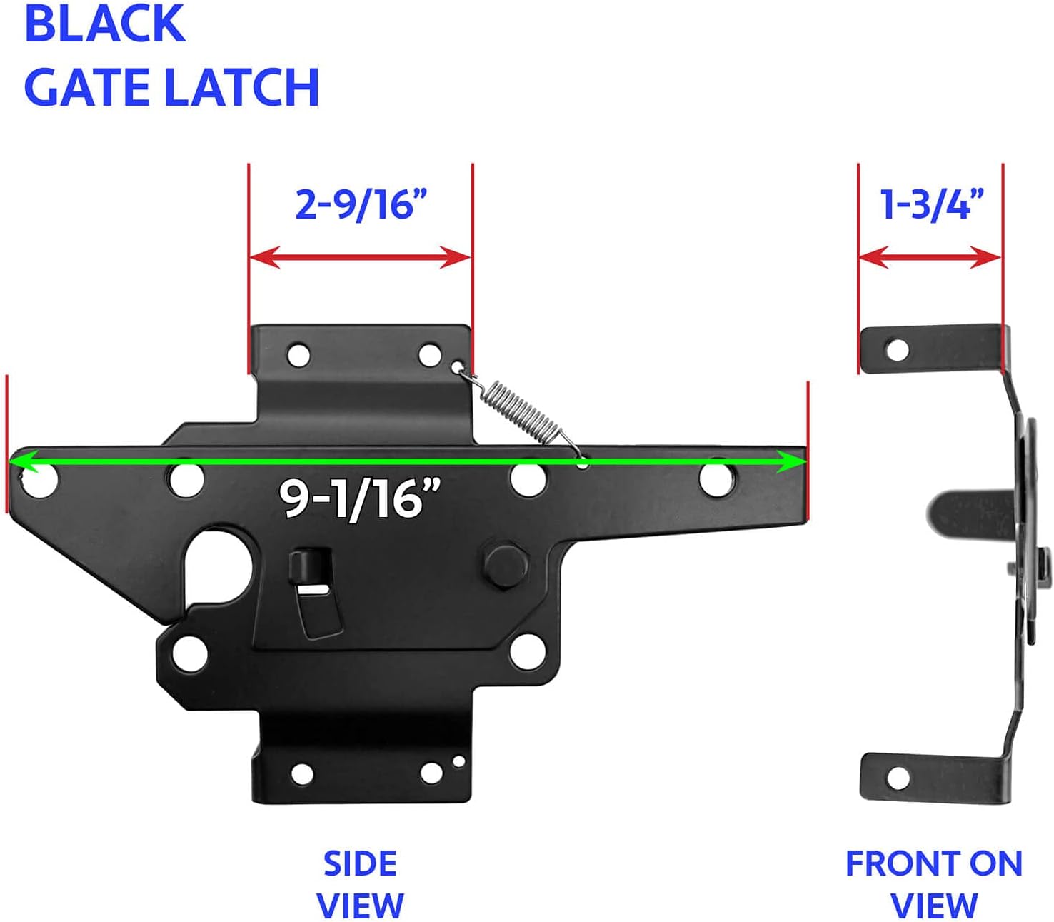 Vinyl Gate Latch Black (for Vinyl, Wood, PVC etc Fencing) Fence Gate Latch w/Mounting Hardware - CASE Qty 12