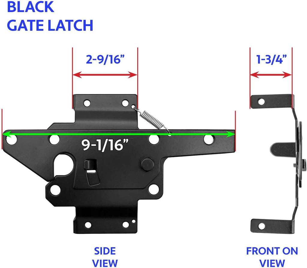 Stainless Steel Vinyl Gate Latch Black (for Vinyl, Wood, PVC etc. Fencing) Fence Gate Latch w/Mounting Hardware - CASE Qty 12