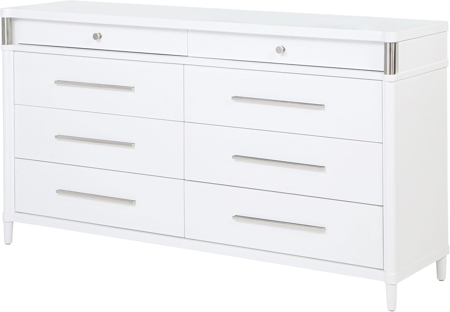 Coaster Home Furnishings - Gracemont - Wood - 8-Drawer Dresser with Felt-Lined Drawers, Brushed Nickel Pulls and Contemporary Style - Bedroom - White - 225073