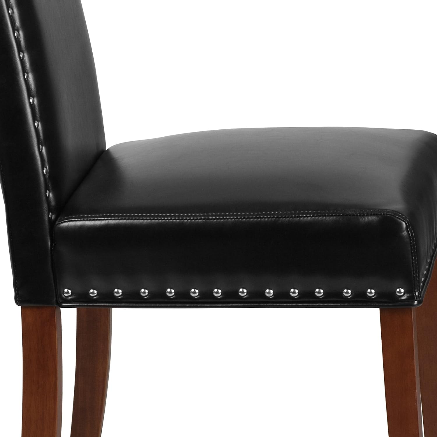 Flash Furniture HERCULES Hampton Hill Series Black LeatherSoft Parsons Chair with Silver Accent Nail Trim