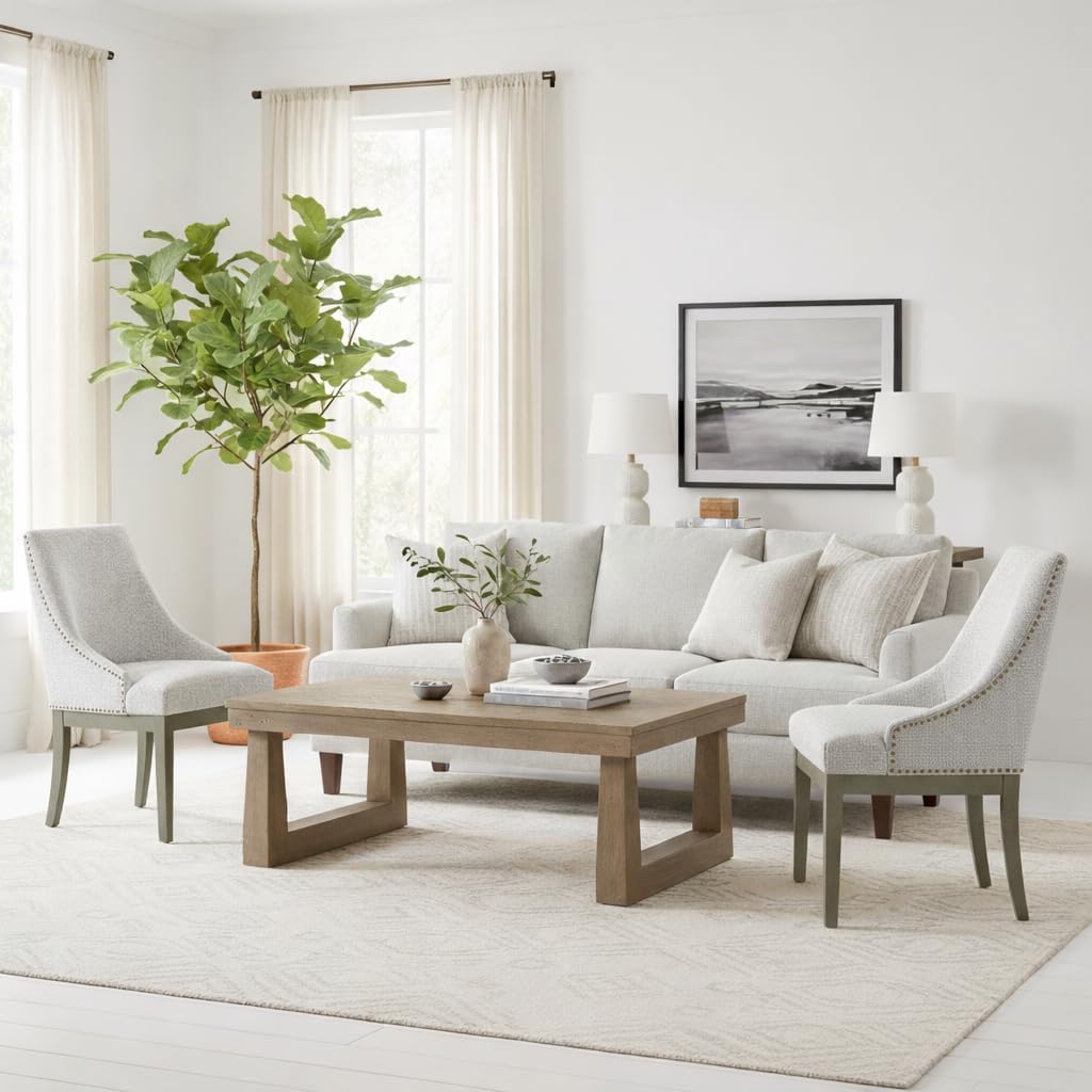 HomePop Home Decor | Upholstered Anywhere Dining Chair | Accent Chairs for Living Room & Bedroom | Decorative Home Furniture - Neutral Textured Solid (Single Pack)