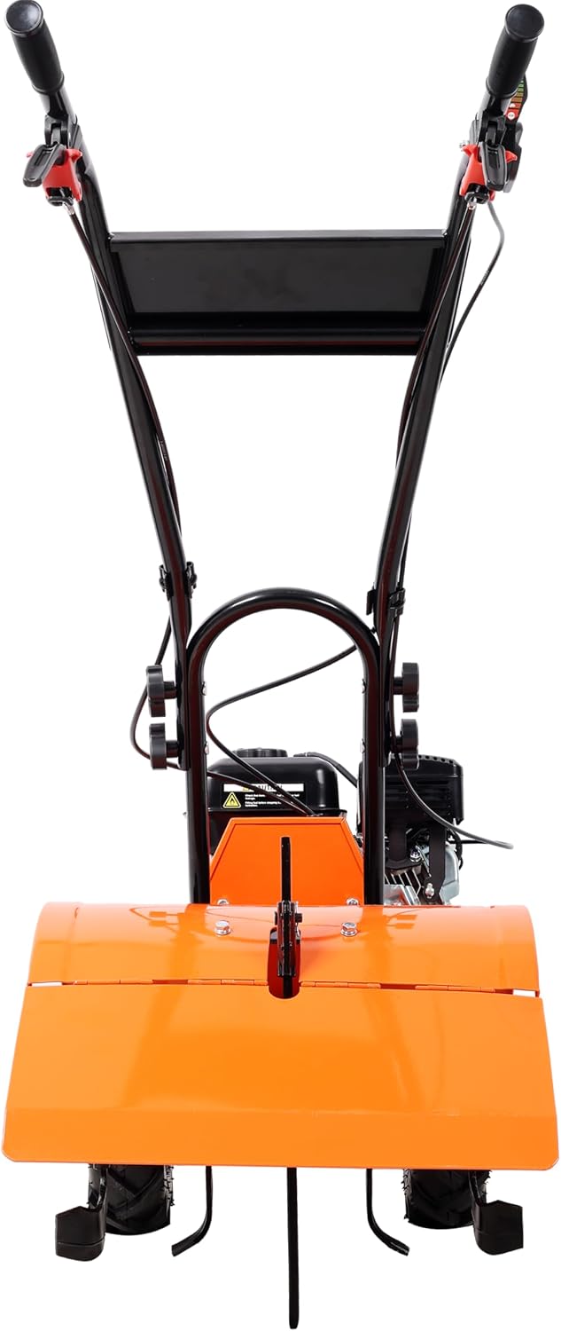【LuckyNote】 Heavy Duty Power Tiller, Rear Tine Tiller - 7HP Gas Engine 212CC, 20' Wide and 8' Deep Cultivator - Garden Soil Prep for Planters and Vegetable Beds and More.13 Inch Agricultural Tires