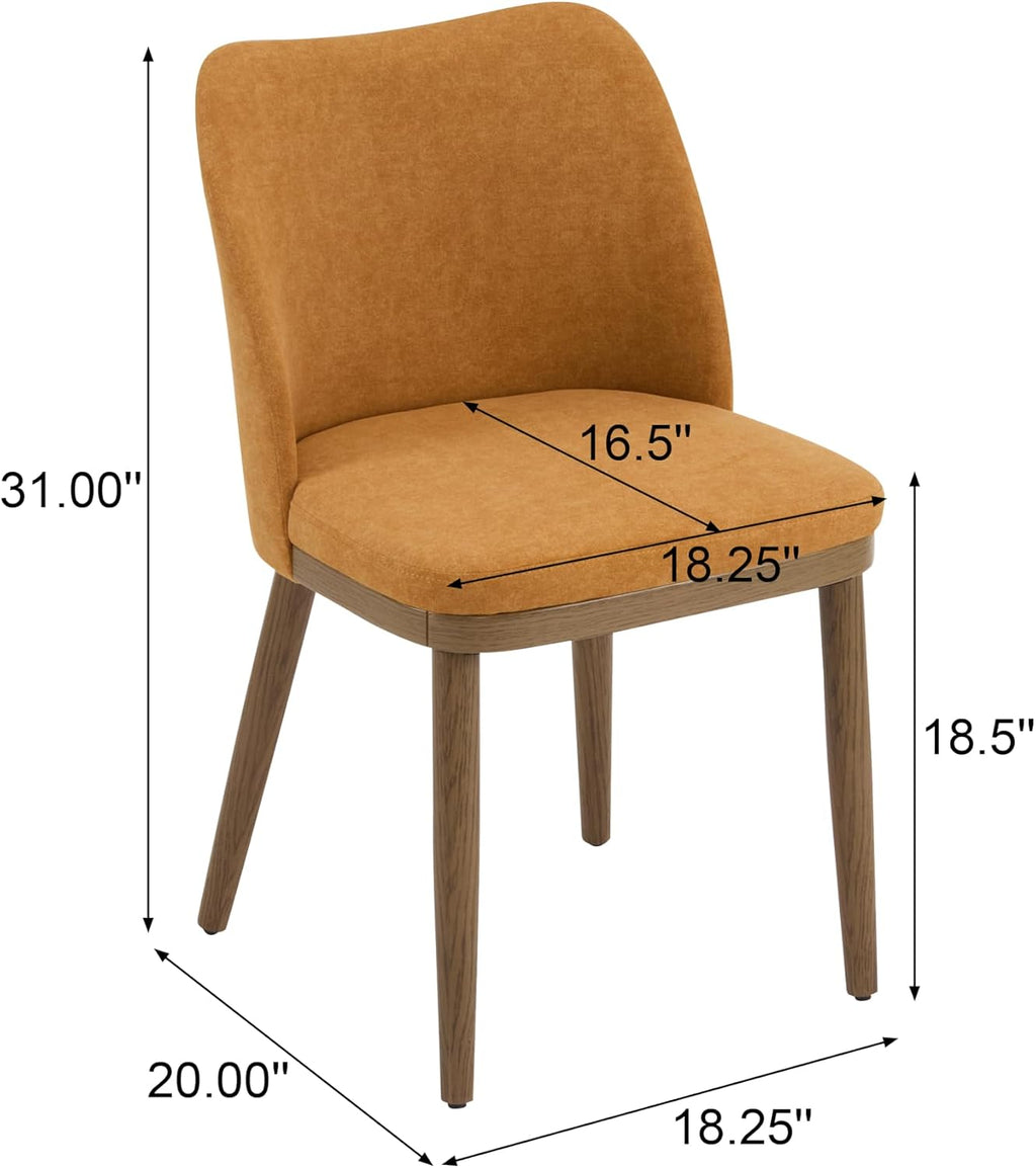Christopher Knight Home Set of 2 Ringo Fabric Upholstered Dining Chairs,Rubberwood Frame, Curved Backrest,Foam-Filled Cushion, Armless Accent Chair/Side Chair for Dining Room/Kitchen, Ginger+Walnut