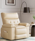 GarveeHome Oversized 27' Recliner Chairs, Classic Manual Leather Recliner, Home Theater Seating with Lumbar & Arms Support for Living Room, Bedroom and Nursery - Beige