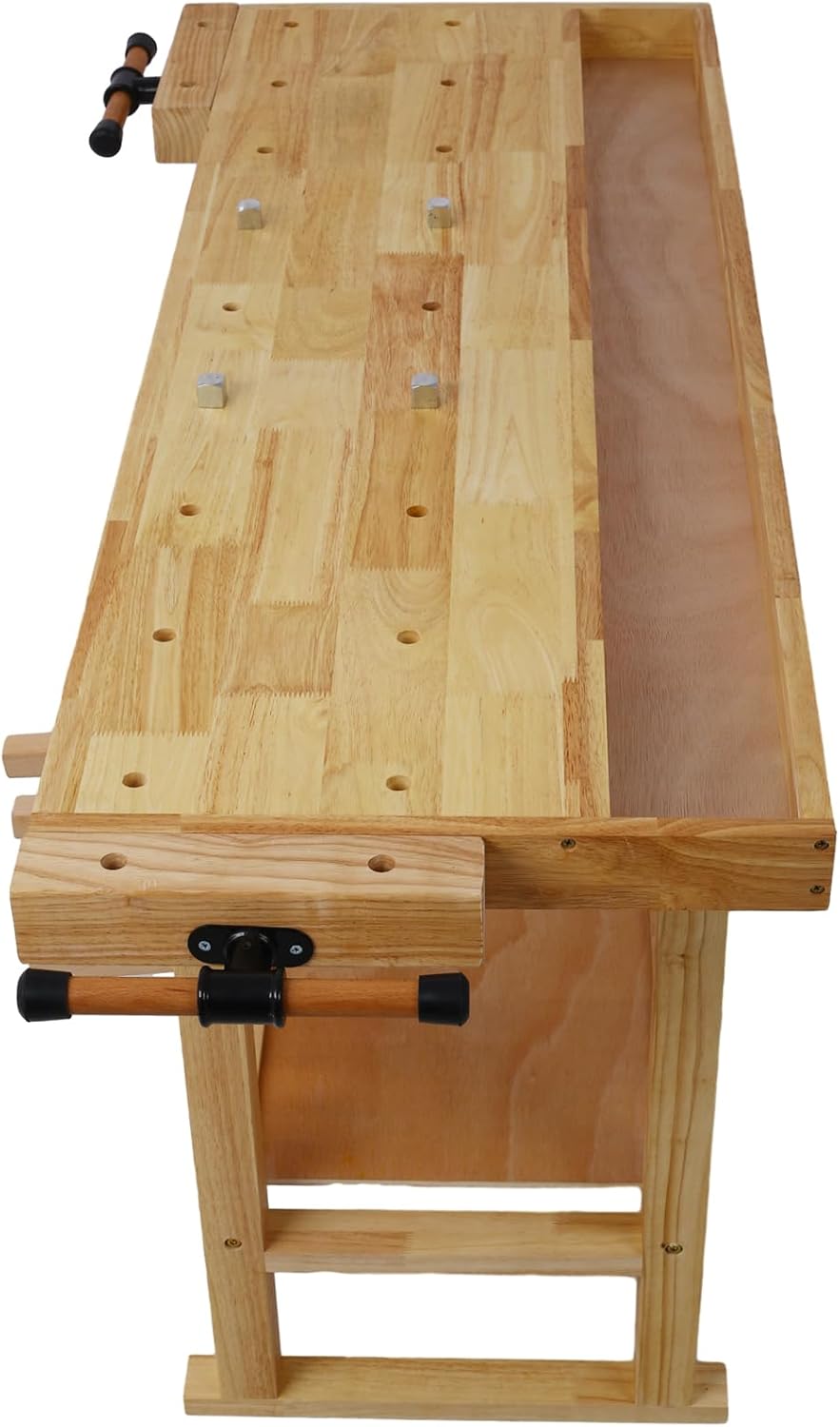 55-Inch Wood Workbench with Drawer - 330lbs Weight Capacity Heavy Duty Portable Wood Work Bench Table, with Bar Clamps Set 2pcs 12'x3' + 2pcs 24' x4-3/4 Throat, for Garage, Workshop, Home Storage