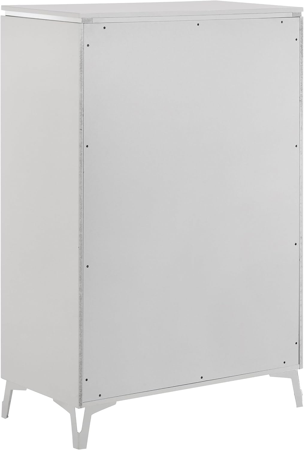 Coaster Home Furnishings - Cassia - Wood - 5-Drawer Chest with Black Felt-Lined Top, V-Patterns Front, U-Shaped Pulls, Tapered Legs and Contemporary Style - Bedroom - White High Gloss - 215795