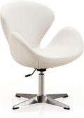 Manhattan Comfort Raspberry Adjustable Swivel Accent Chair with 360° Turn, Polished Chrome Base, Modern Retro Design, Versatile Seat Ideal for Any Room, Set of 1, White