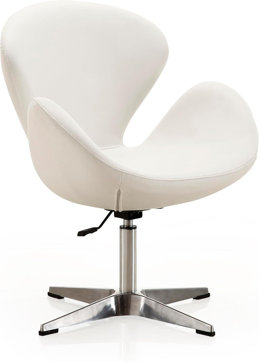 Manhattan Comfort Raspberry Adjustable Swivel Accent Chair with 360° Turn, Polished Chrome Base, Modern Retro Design, Versatile Seat Ideal for Any Room, Set of 2, White