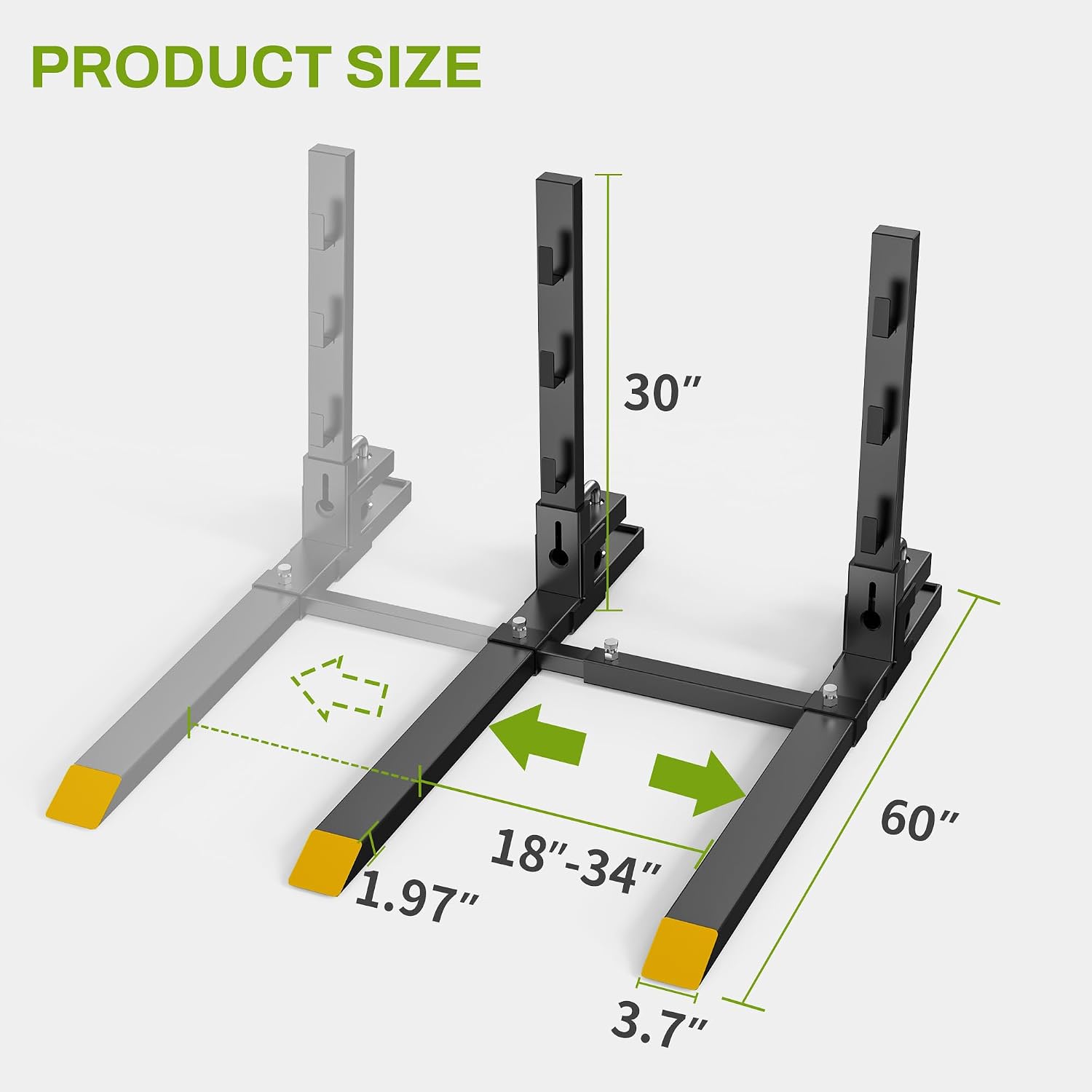 AUTOSAVER88 60' Clamp On Pallet Forks for Tractor Bucket, 4000lbs Pallet Fork with Adjustable Stabilizer Bar & Anti-roll Bar, Heavy Duty Quick Attach Skid Steer Loader Pallet Forks