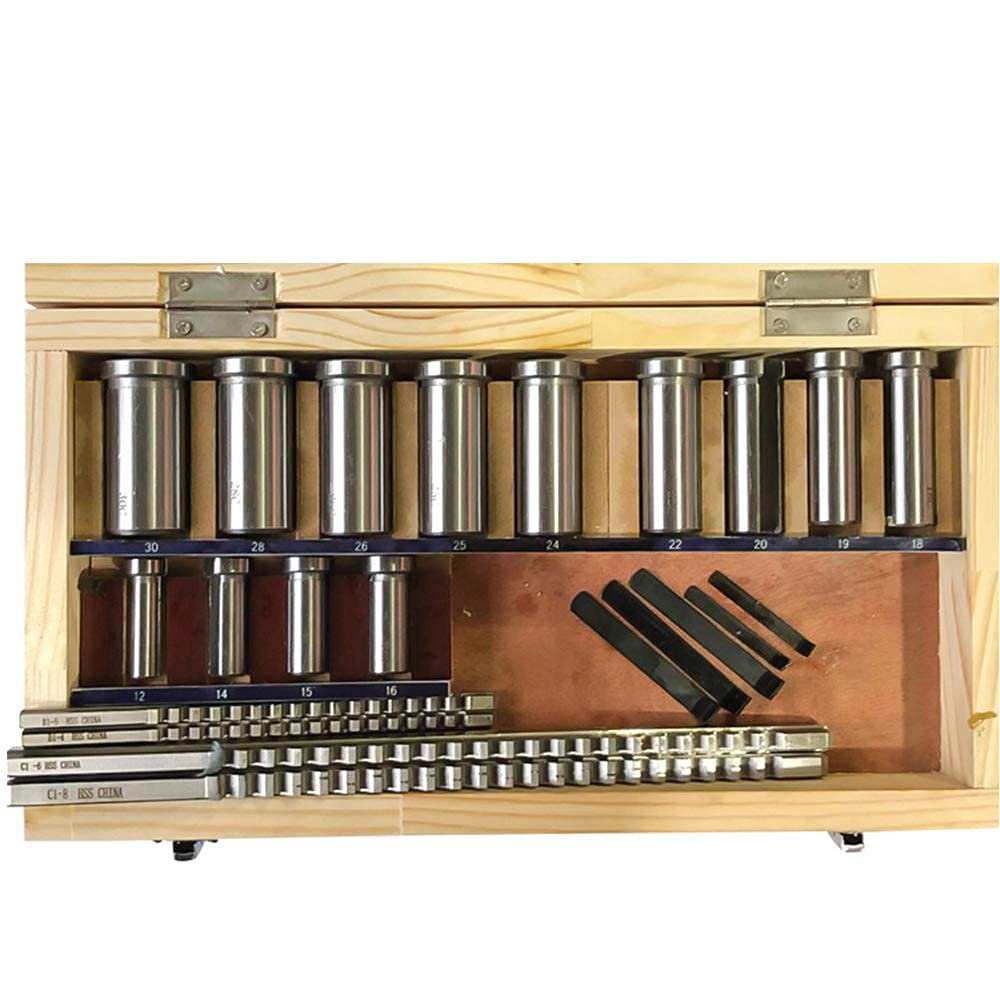 Keyway Broach Sets 22Pcs HSS Metric Industrial Tools for Lathe B-4mm, B-5mm, C-6mm, C-8mm Keyway Size High Precision Cutting