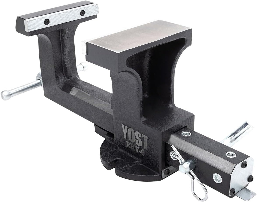 Yost Vise RHV-6 6-Inch Truck Trailer Receiver Vise | Heavy Duty Portable Work Vise | 5.9' Jaw Width, 5.81' Max Jaw Opening, 4.96' Throat | Fits Standard 2' Hitch with Hitch Pin Included