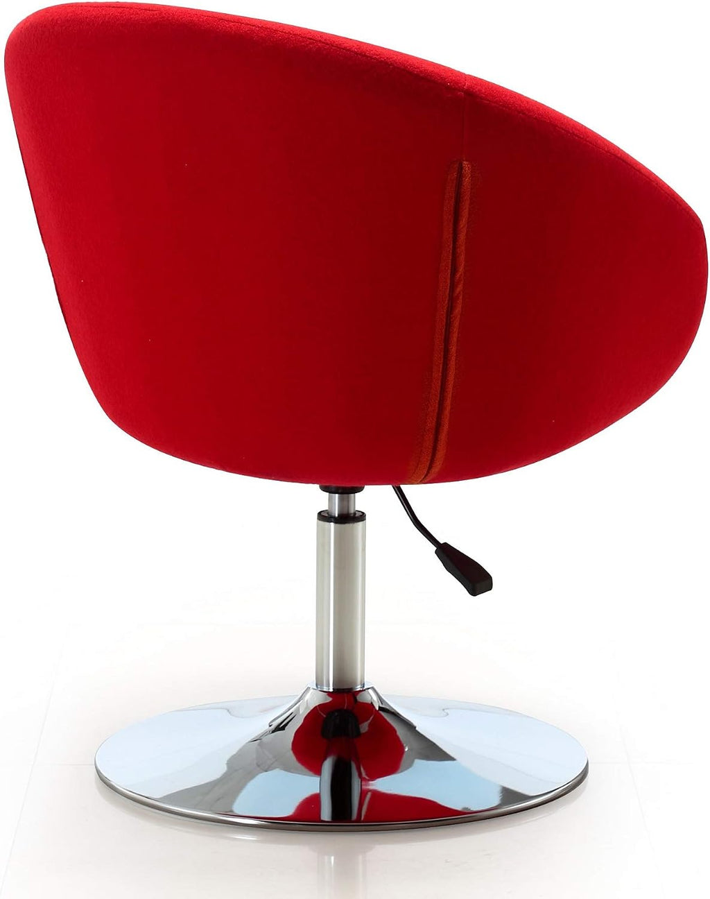 Manhattan Comfort Hopper Adjustable Swivel Accent Chair with 360° Turn, Upholstered Seat, Polished Chrome Base, Modern Bowl Design for Home Office and Living Room, Red