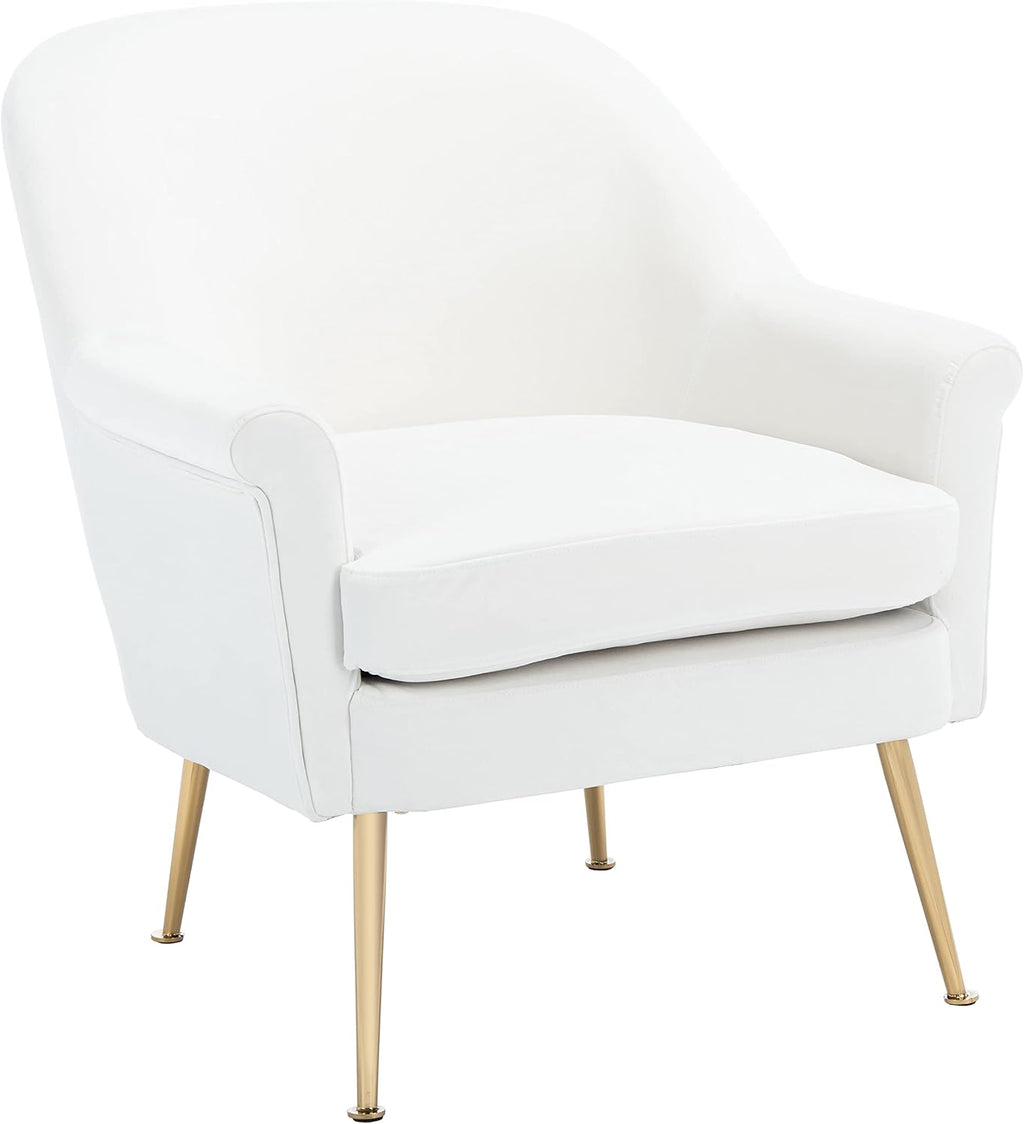 SAFAVIEH Home Collection Rodrik White Velvet/Gold Accent Chair