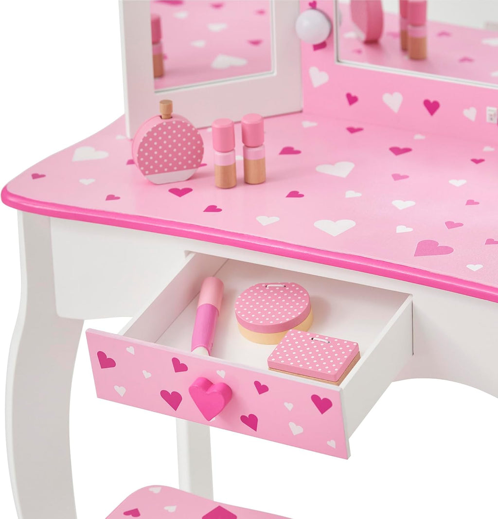 Teamson Kids - Sweethearts Print Gisele Medium Vanity - White/Pink