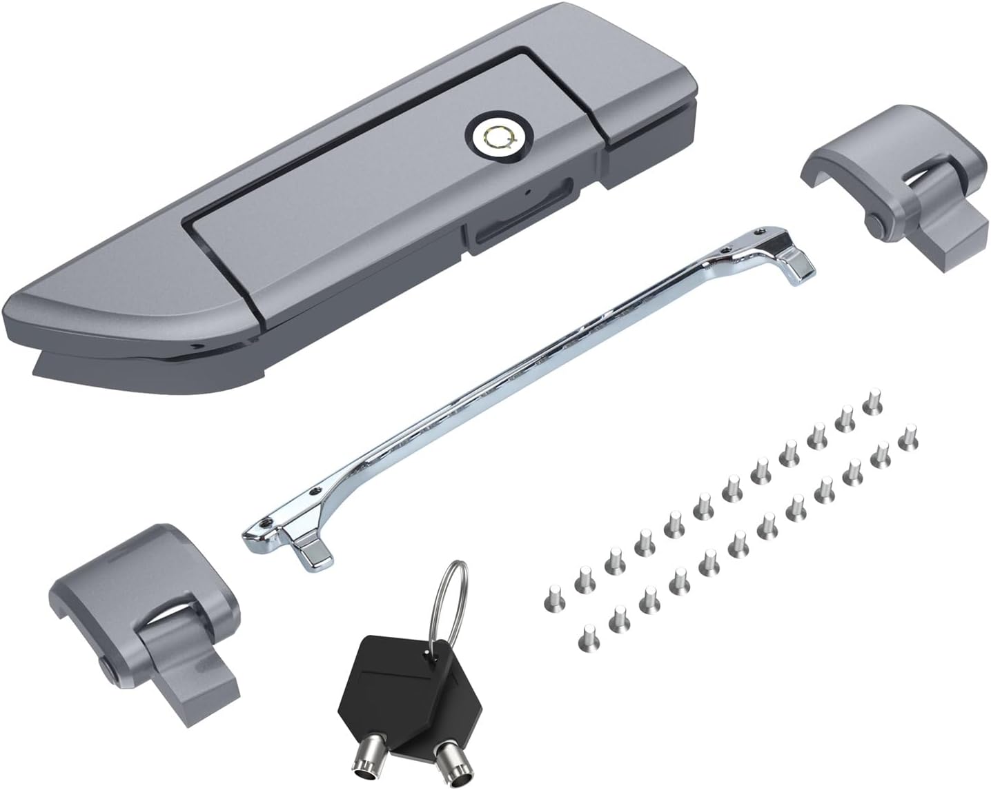 Tour Pack Latches for Harley,Tour Pack Trunk Lid Latch with Keys Fit for Harley Touring/Road King/Road Glide/Street Glide/Electra Glide/Ultra-Classic 2014+ Gauntlet Grey Metallic