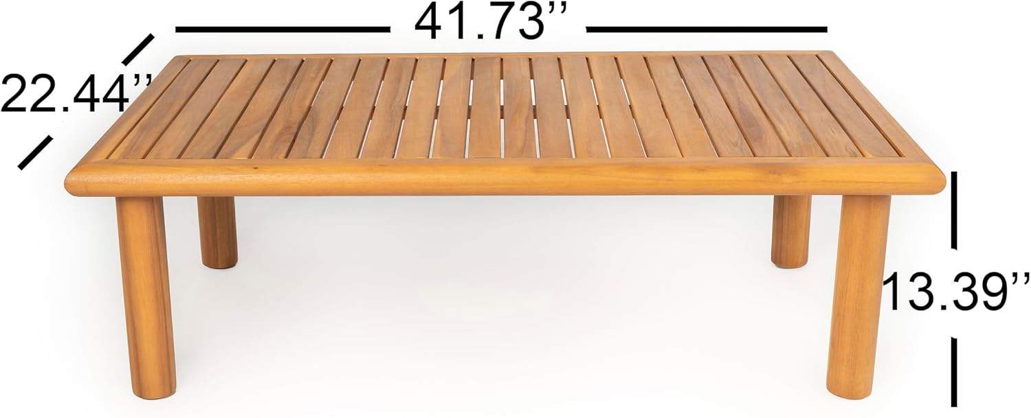 Christopher Knight Home Harra Outdoor Coffee Table for Patio Furniture Set, Weather Resistant Acacia Wood Accent Table, Rectangular End Table, Slat Panel Side Table for Yard Garden Porch, Teak