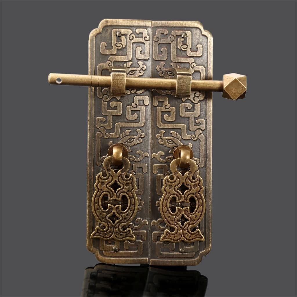 Antique Cabinet Padlock Classic Door Latch Furniture Hardware Brass Decorative Handle
