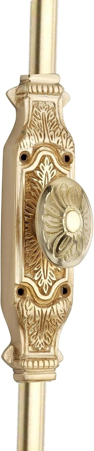 9 Ft Brass Door Cremone Bolt Set – Solid Brass, 52' Dual Rods, Vintage Style. Indoor Mount for French Doors, Old World Charm, Vintage (Polished Brass - Lacquered)