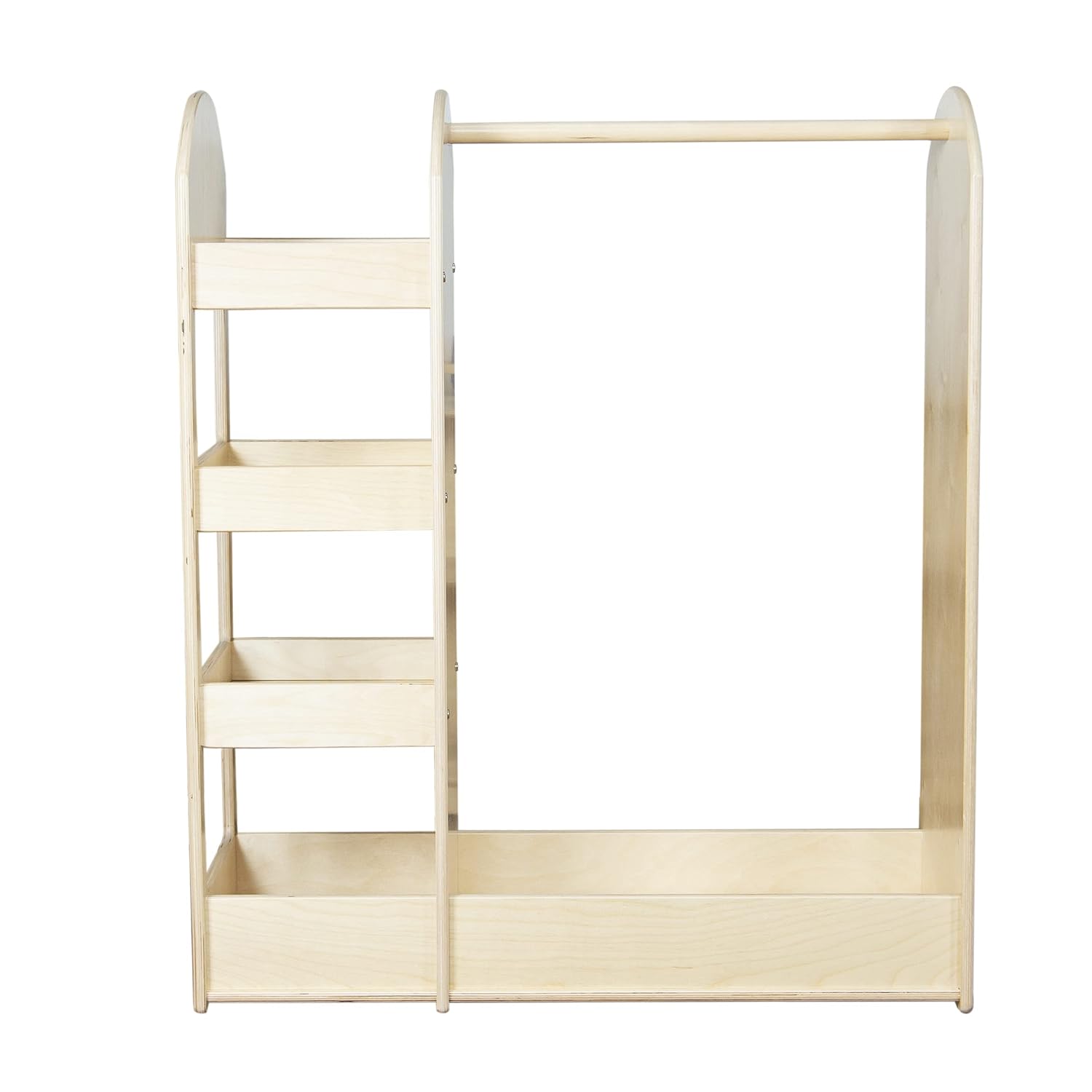 Contender Wooden Kids Fashion Pretend Dress-Up Station, Toddlers Clothing and Shoes Closet, Montessori Kids Room Furniture with Mirror & Side Hooks for Costume Storage