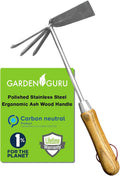 Garden Guru Eco Hand Cultivator Hoe Tiller Tool - 100% Recycled Stainless Steel - Rust Resistant - FSC Certified Wood Ergonomic Handle -Great for Gardening Cultivating Weeding - 1 Case (40 Pcs)