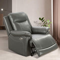 Electric Power Recliner Chair Living Room Furniture, Comfy Wide Lazy Boy Home Theater Breathing Leather Seating with USB 2.0 Charging Ports, LED Light Strips (Dark Grey, Single Chair)