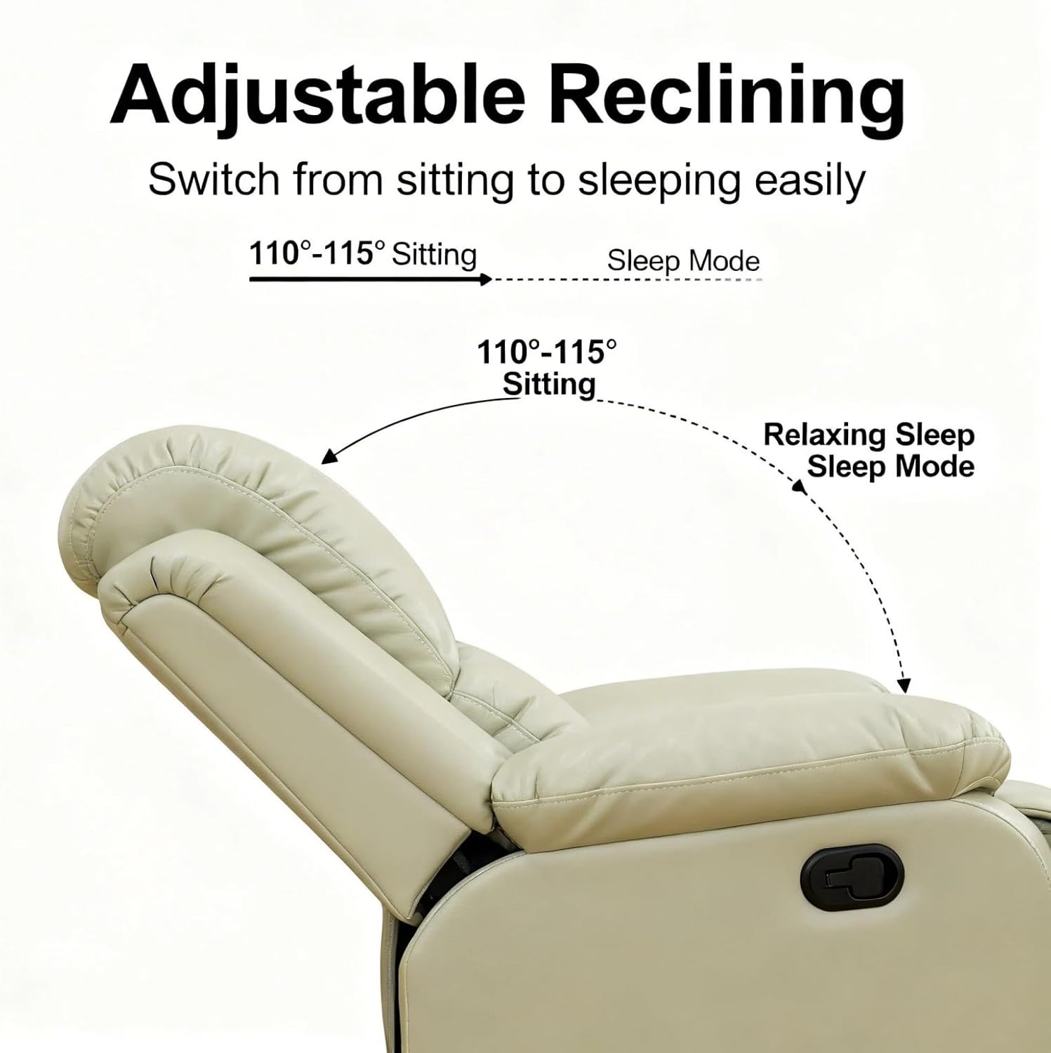 Leather Manual Recliner Sofa Set, Adjustable Backrest Reclining Loveseat Sofa & Recliner Chair, Comfortable Reclining Seats for Home Theater, Apartment, Beige