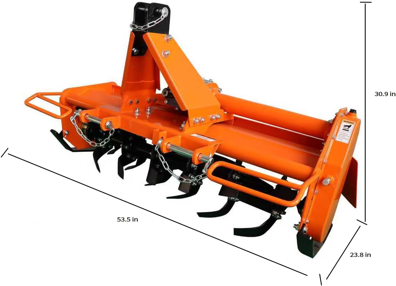 45' 3 Point Rotary Tiller for 20-30HP Compact Tractors – Cat 1 Cultivator with 540 RPM PTO Drive, 24 Replaceable L-Shaped Tines for Easy Maintenance (45')