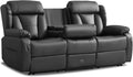 Loveseat Recliner Sofa,3 Seater RV Recliner Couch, Manual Reclining Loveseat with Console for Living Room, Home Theater Seating with AC/USB C/USB and Drawer (Black, 3 Seater)