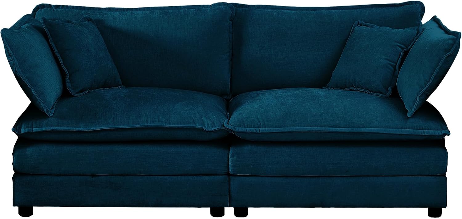 ERYE Oversized Loveseat Sectional Sofa Modern Deep Seat Reversible Chaise Sofa&Couch with Movable Ottoman and 4 Pillows, Modular Sleeper Upholstered Couch for Living Room,Apartment,Studio,Office