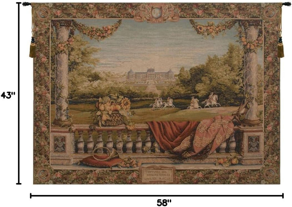 C Charlotte Home Furnishings Inc Terrasse Au Chateau I French Tapestry Wall Hanging 43 X 58 Inch Viscose Cotton And Polyester Blend Wall Art Perfect For Home Decor And Wall Decor