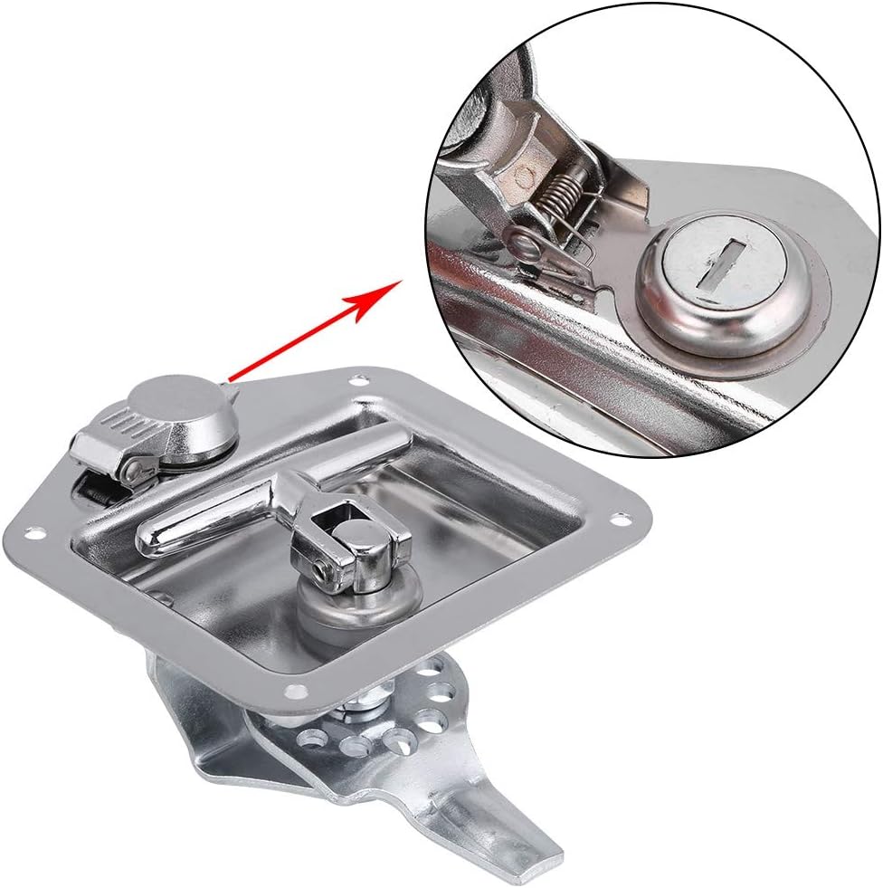 4pcs Tool Box Latch, Stainless Steel T-Handle Latches Tool Box Locks with Keys and Gasket Folding T-Handles Latch Heavy Duty Flush Mount Handle Latch for RV, Camper,Toolbox,Truck Trailer (4)