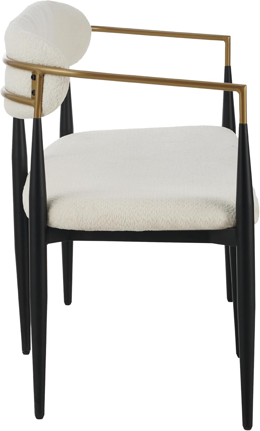 Christopher Knight Home Names Modern Metal Loveseat, Living Room Boucle Fabric Upholstered Settee, Curved Open Backrest 2-Seater Sofa, Cozy Couch for Bedroom/Apartment/Home Office, Black+ Gold + Beige