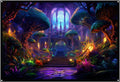 Fairy Land, UV tapestry, Blacklight Reactive Wall Hanging, Neon Backdrop, Party Decor, Psychedelic Tapestry, Visionary Wall Art (Large)
