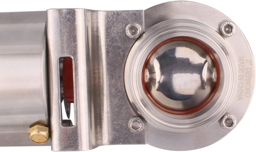 DERNORD 2 Inch Tri Clamp Sanitary Butterfly Valve, Pneumatic Actuator Valve SS304 with Single Acting