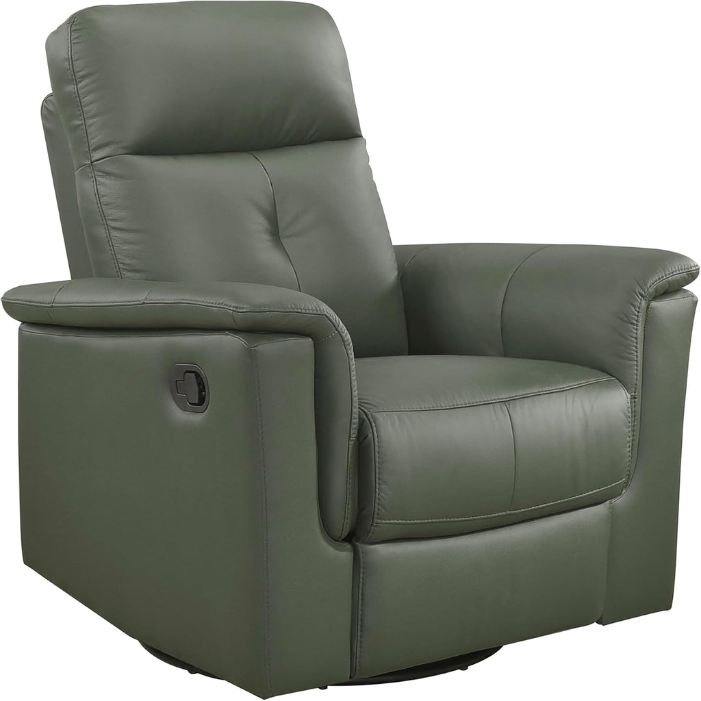 Lexicon Swivel Glider Recliner Chair, Comfy Nursery Glider, Top Grain Leather Match Recliner, Manual Reclining Chair for Living Room/Office/Apartment, Green