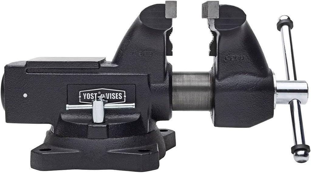 Yost HD650-C Heavy Duty 6-1/2 Inch Mechanics Work Bench Vise | Heavy Duty Woodworking & Metal Work Table with Secure Grip Swivel Base | 60,000 PSI Casting Iron Material with Extra-large Anvil Surface